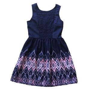 Xhilaration Navy Crochet Top Tribal Bottom Dress